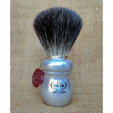 Shaving Brush Omega 6543, Pure Badger, Aluminium Handle